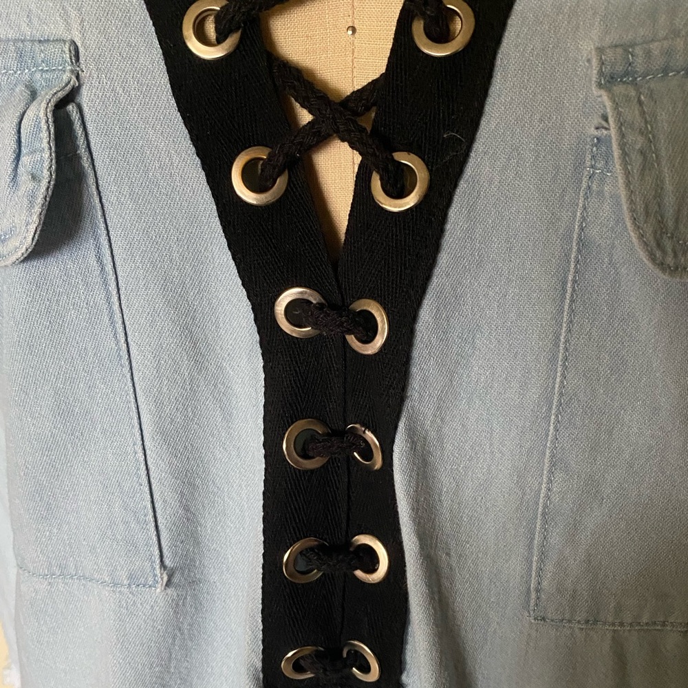 36 POINT 5 DENIM BLACK LACE SHIRT DRESS - Picture 4 of 12